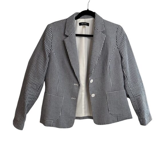 Nine‎ West Gingham Navy White Checkered Blazer Size 6 - Picture 7 of 7